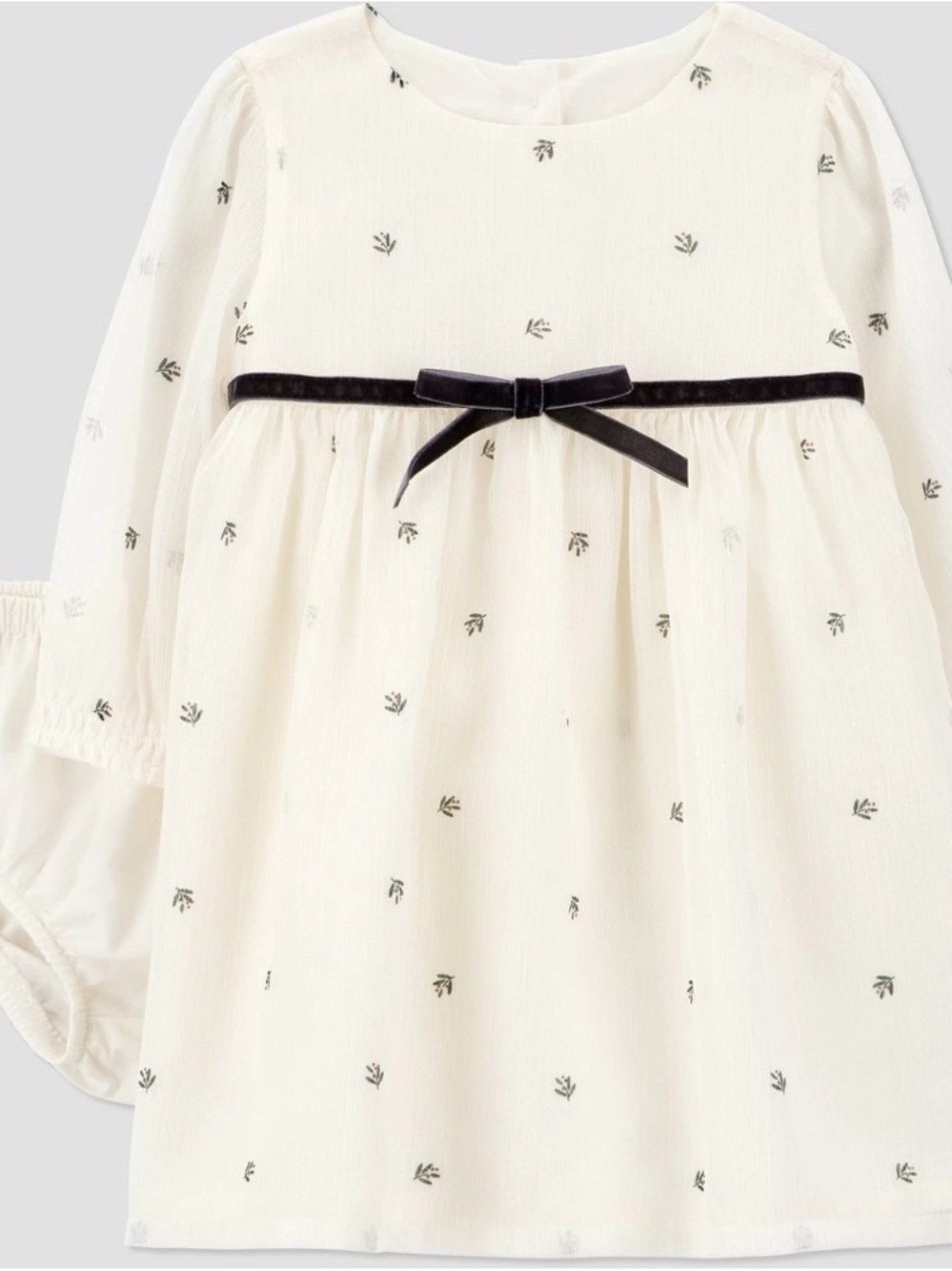 Carter’s 2 pcs. Baby Girl Holiday Floral Dress 18 Mo. Long-Sleeve Baby Dress